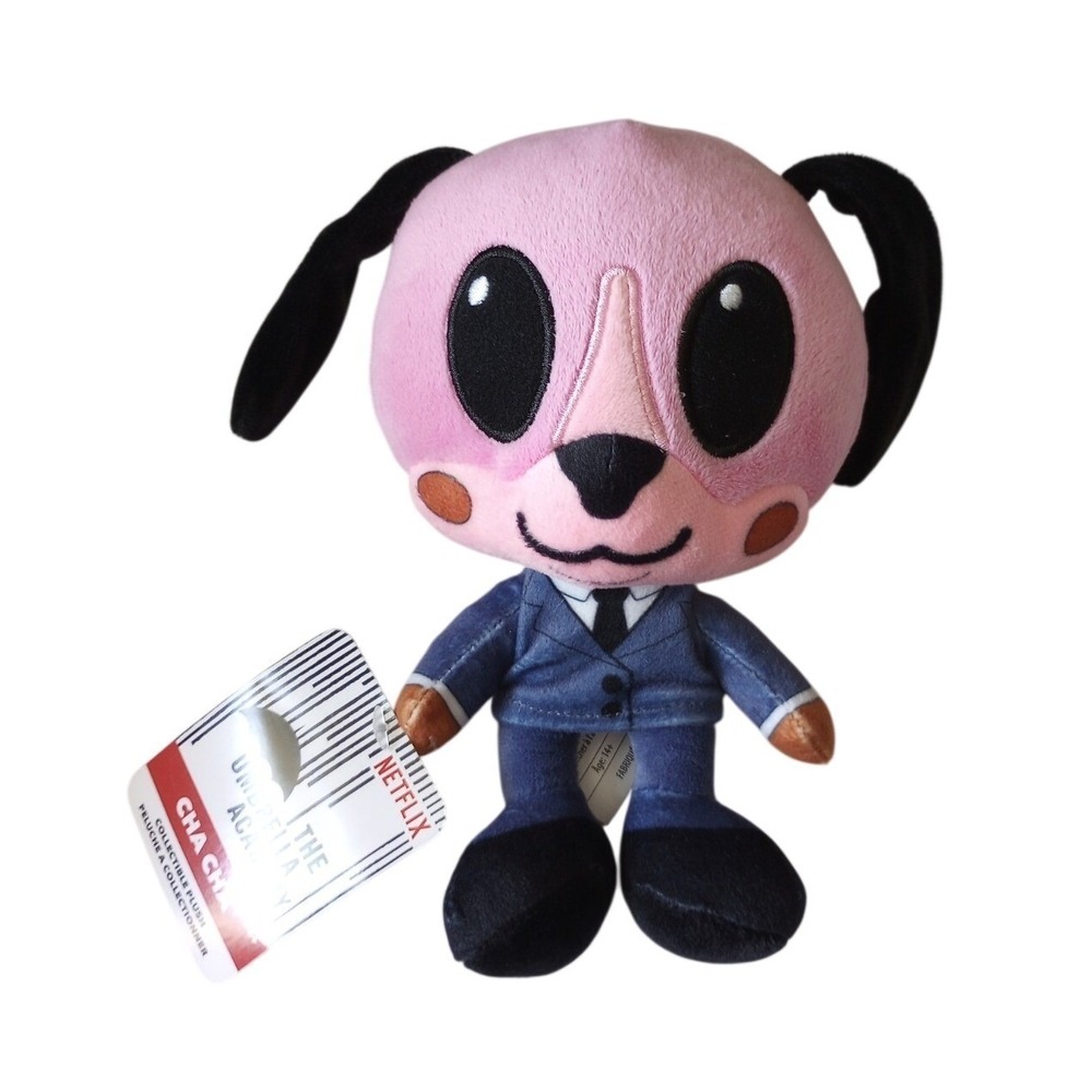 Netflix The Umbrella Academy 8" Cha Cha  Plush Pink Dog Mask Suit 2020